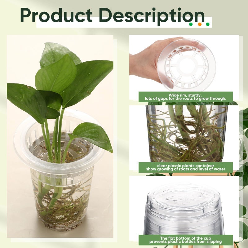 Baderke 35 Pack Plastic Plant Propagation Station Desktop Terrariums Plant Tabletop Vase with Hydroponic Baskets for Indoor Home Office Desktop Decor (4.57'') - Image 4