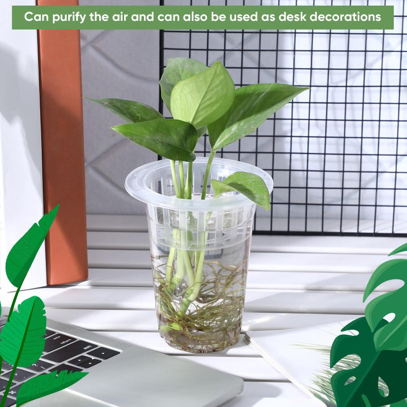 Baderke 35 Pack Plastic Plant Propagation Station Desktop Terrariums Plant Tabletop Vase with Hydroponic Baskets for Indoor Home Office Desktop Decor (4.57'') - Image 5