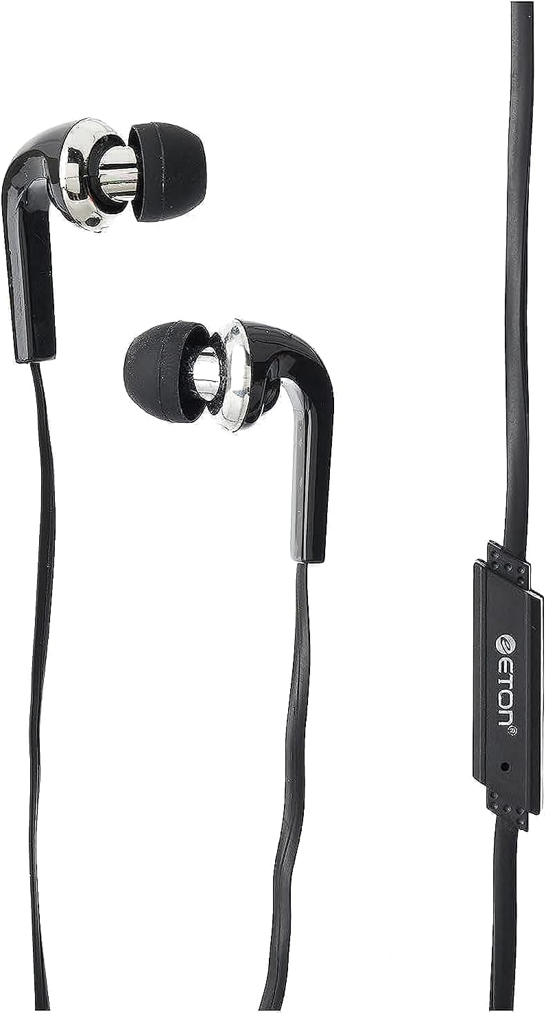 Eton Super Bass Wired Headphones, Clear Sound Sport Earphones For Iphone, Samsung, Huawei Phone Mp3, Mp4. Mobile Headphones, Ipod, With Microphone And Volume Control, Et-50 Black, Medium - Image 1