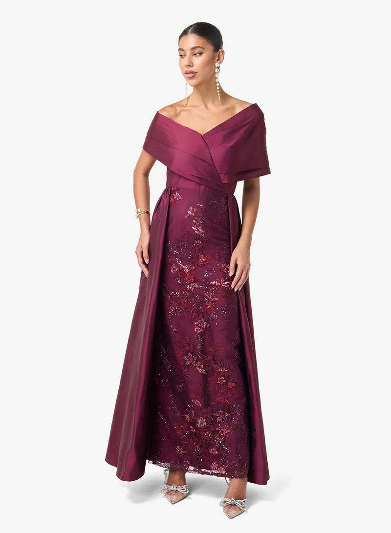 Threadz by Ajooni  Shimmer One Shoulder Maxi Dress for Women | Best Price UAE