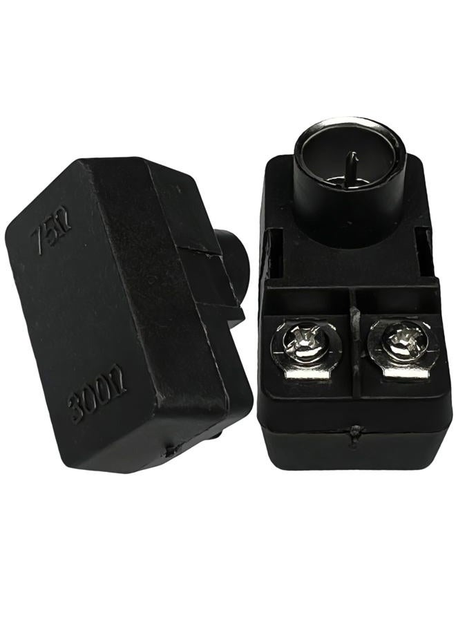 CESS F-Type Balun 300-75 ohm TV Connector Antenna Matching Transformer - F 300/75 ohm Plug (2 Pack) - Image 1