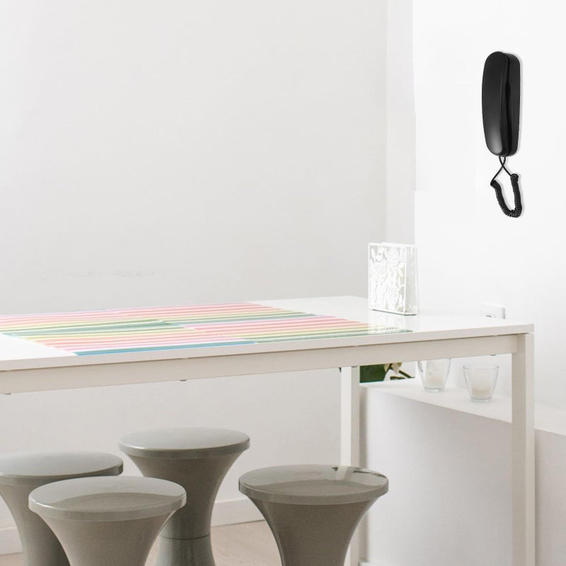 هاتف حائط كلاسيكي بسلك أسود، خط أرضي للاستخدام في المنزل أو المكتب أو الفندق، هاتف رجعي مع وظيفة تعليق على الحائط - Image 4
