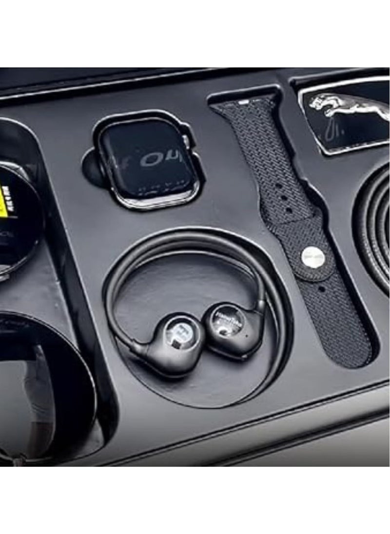 Haino Teko GP 22 Smart Watch Gift Box for Men and Boys – Includes Sunglasses, Belt, and Neckband – Stylish and Practical Black Set for Fitness, Daily Wear, and Tech Enthusiasts - Image 3