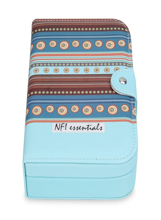 NFI essentials Faux Leather Portable Jewellery Organizer Box, Small Jewelry Boxes Display Storage Case With Snap Button For Rings Necklace Earrings (Blue, 1) - Image 5