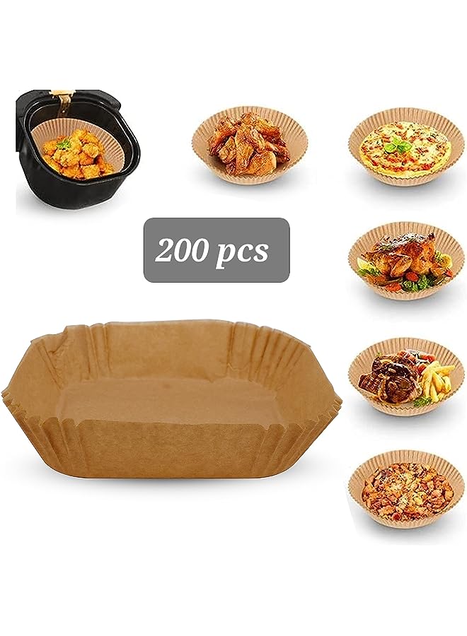 Reko pcs Baking Paper for Hot Air Fryers, Pack of 200 Airfryer Baking Paper 20 cm Non-Stick Oil Resistant Waterproof Air Fryer Disposable Parchment Paper for Hot Air Fryer... - Image 1
