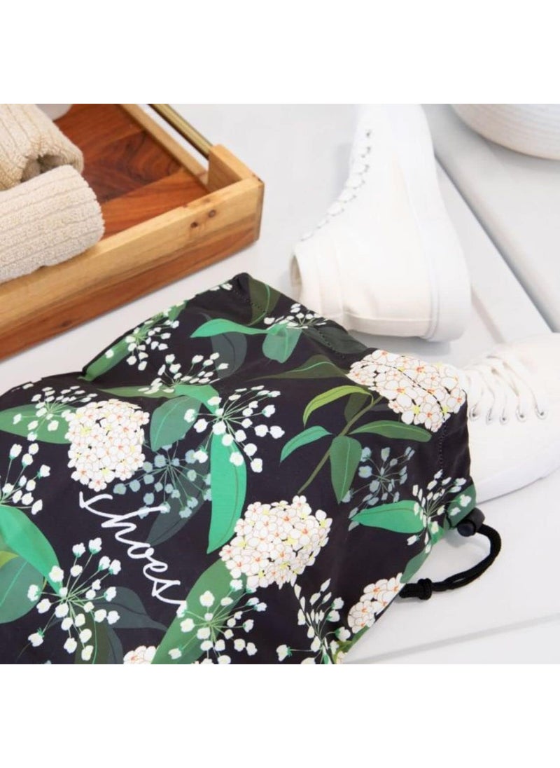 Miamica Miamica Travel Shoe Bag One Size Black Floral Shoes  - Image 3