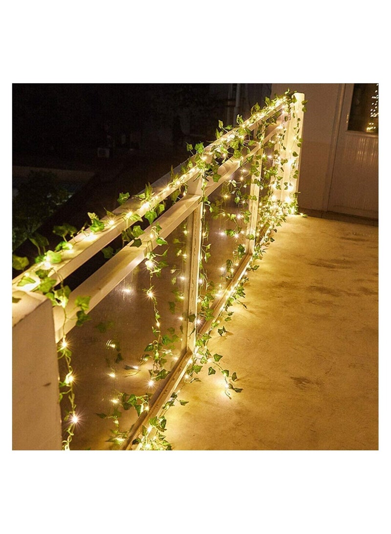 أضواء الروطان سلسلة في الهواء الطلق 100 بقيادة 32.8 قدم سلسلة النباتات واقعية أضواء LED أضواء الزخرفية جارلاند فاينز مع أضواء تعمل بالبطارية - Image 5