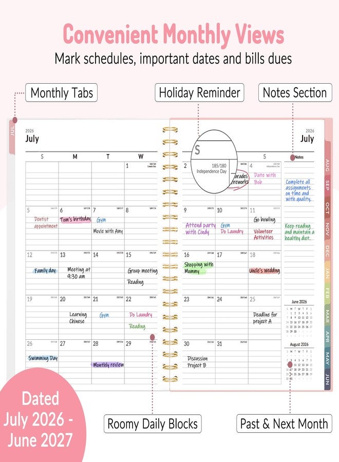Forvencer Teacher Planner 2026-2027, Forvencer Academic Planner 2026-2027, Jul 2026 - Jun 2027, 8.5"x11", Weekly & Monthly Planning Book with 7 Periods, School Agenda for Teacher Student Homeschool, A4, Pink - Image 3