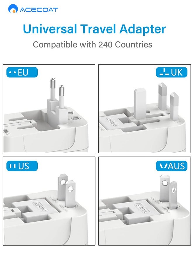 ايسكوت محول سفر عالمي مع 1 USB و1 نوع C للولايات المتحدة الامريكية والاتحاد الاوروبي والمملكة المتحدة واستراليا، ثمانية صمامات حماية رئيسية، شحن سريع 20 واط  - Image 3