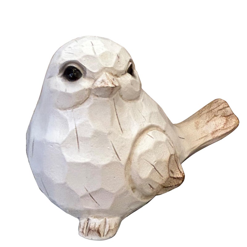 realideas WHITE Bird Table Decor Wood Grain Effect Bird Figurine, Bird Statue Sculpture - Carved Rustic Animal Bird Ornaments - Home Decor Accents Collectible Bird Figurine for Wedding Housewarming Christmas - Image 1