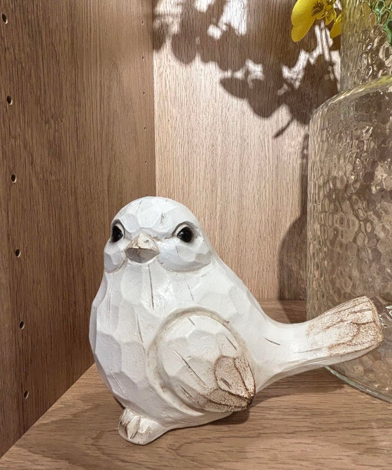 realideas WHITE Bird Table Decor Wood Grain Effect Bird Figurine, Bird Statue Sculpture - Carved Rustic Animal Bird Ornaments - Home Decor Accents Collectible Bird Figurine for Wedding Housewarming Christmas - Image 4