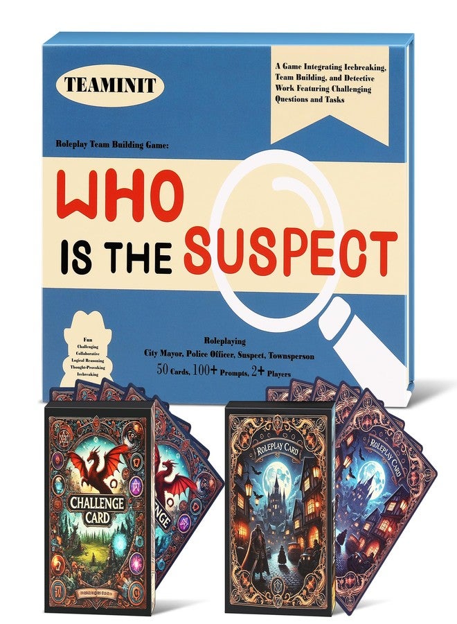 Fun Card Games: WHO is The Suspect? Perfect for Family and Friend Party, Company and College Orientation, Featuring Over 100 Challenging Questions and Tasks for Adults. - Image 1