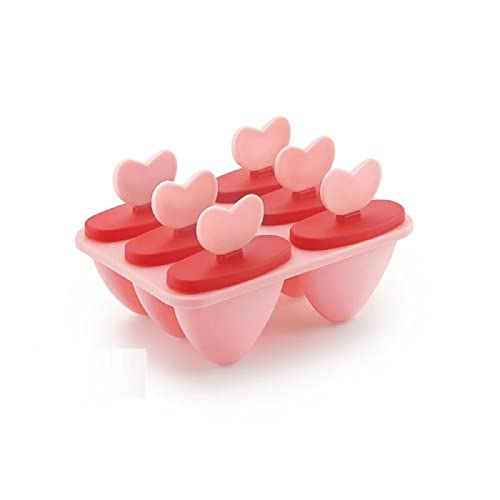 ROSEFINCH Popsicle Molds, 6 Ice Cream Mold PP Frozen Ice Cube Sticks Makers Popsicle Lolly Mould Heart Shape Lolly Tool Reusable Ice Pop Molds, Durable Popsicle Maker Tray for Popsicle Making-Multi. - Image 1