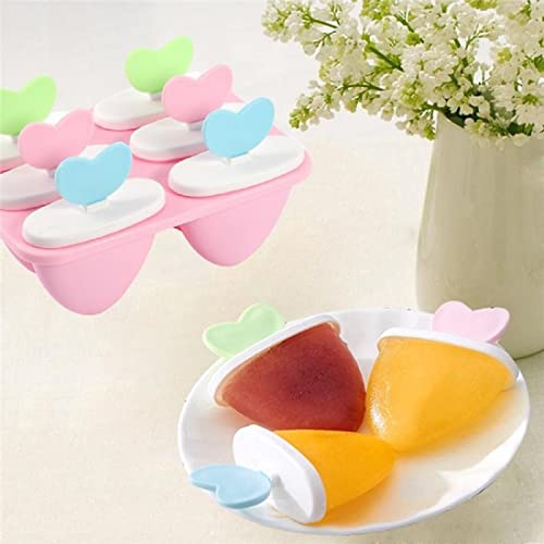 ROSEFINCH Popsicle Molds, 6 Ice Cream Mold PP Frozen Ice Cube Sticks Makers Popsicle Lolly Mould Heart Shape Lolly Tool Reusable Ice Pop Molds, Durable Popsicle Maker Tray for Popsicle Making-Multi. - Image 4