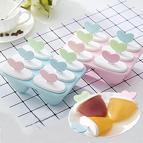 ROSEFINCH Popsicle Molds, 6 Ice Cream Mold PP Frozen Ice Cube Sticks Makers Popsicle Lolly Mould Heart Shape Lolly Tool Reusable Ice Pop Molds, Durable Popsicle Maker Tray for Popsicle Making-Multi. - Image 3