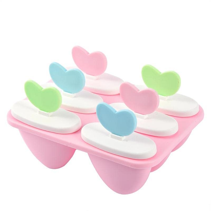 ROSEFINCH Popsicle Molds, 6 Ice Cream Mold PP Frozen Ice Cube Sticks Makers Popsicle Lolly Mould Heart Shape Lolly Tool Reusable Ice Pop Molds, Durable Popsicle Maker Tray for Popsicle Making-Multi. - Image 2