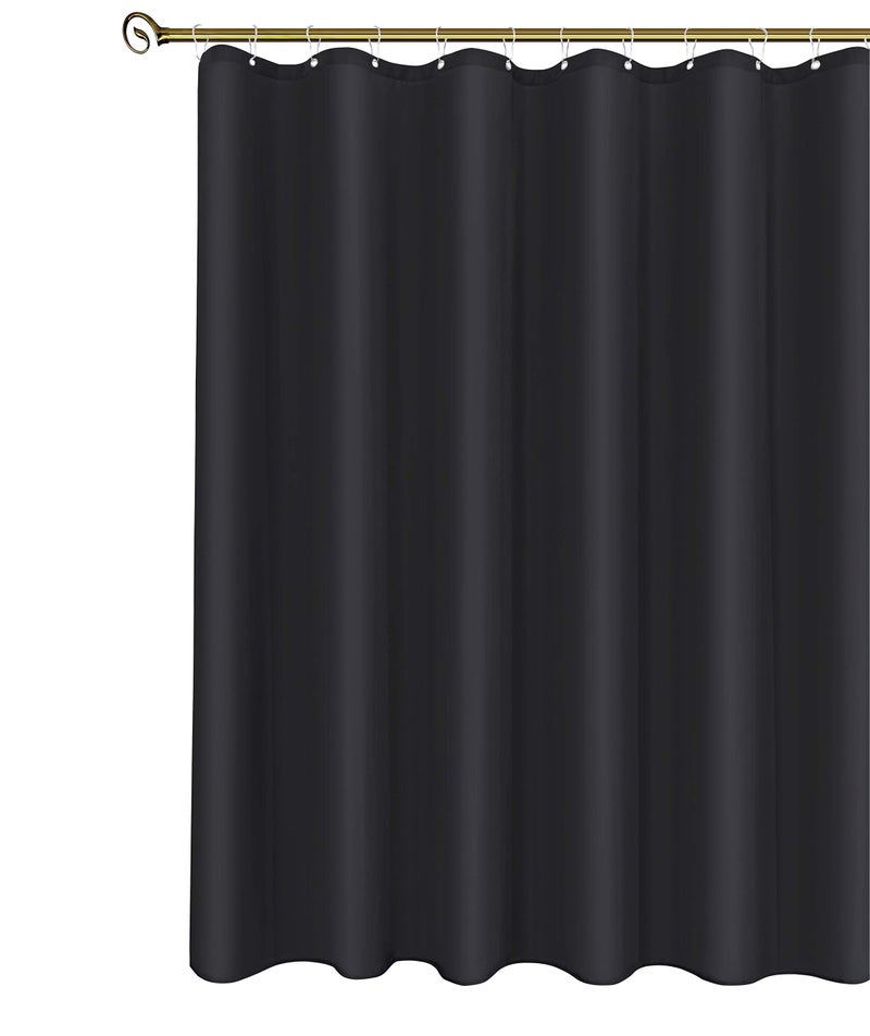 Biscaynebay Fabric Narrow Shower Stall Curtain Liners 40 Width by 72 Length Black Water Resistant Bathroom Curtains Rust Resistant Grommets 7 Holes Weighted Bottom Machine Washable