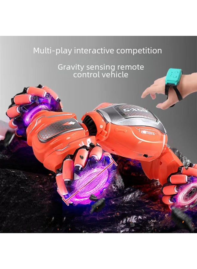 Loquat Chengde Remote Control Car 011 Light Music Charging Electric Deformation Car Children Drift Stunt Cross-country Toy Twist Car-Color:Mai Lun Tian Orange Remote Control Body Sensation Dual Control Edi - Image 2