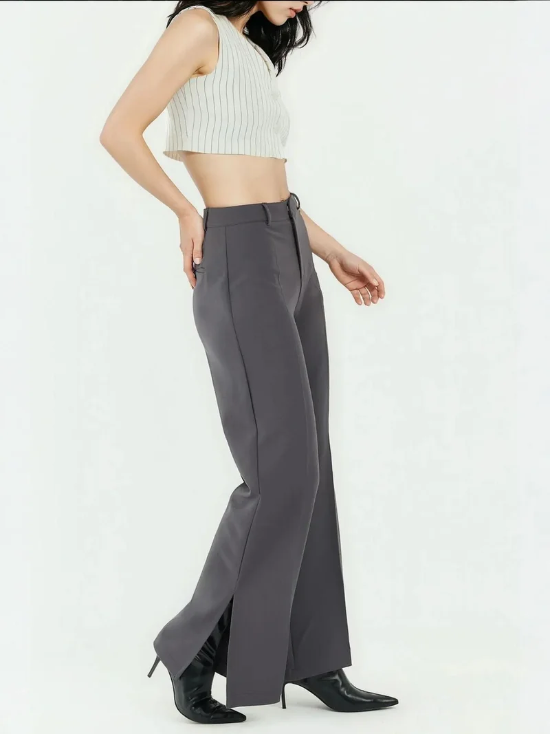 HICCUP High Waist Slit Detailed Flare Pants
