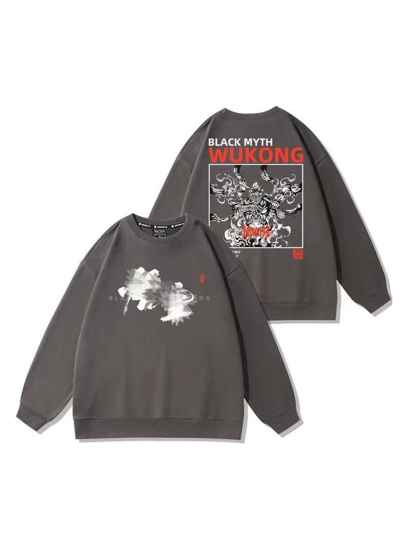 MQD Black Mythical Loose Round Neck Hoodie 