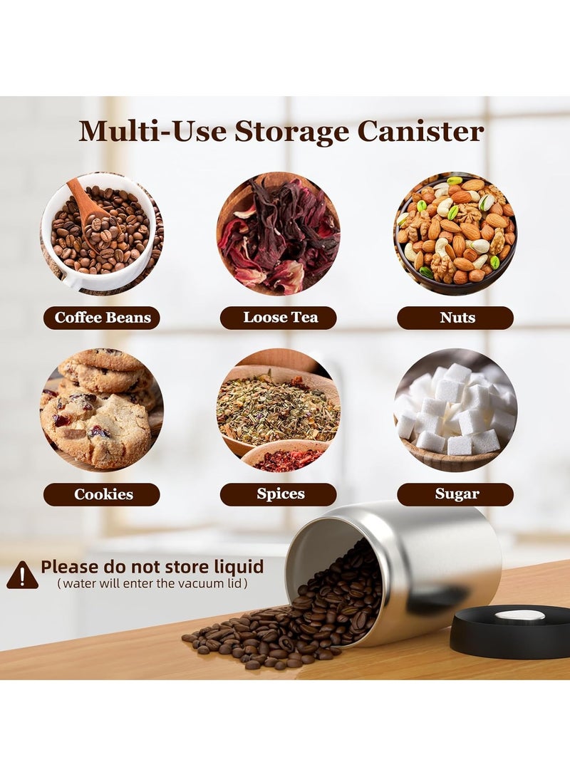 KASTWAVE 800ml Coffee Vacuum Canister, Food Storage Jars, 10.7ozStainless Steel Coffee bean Container, Food Storage Container with Airtight Lid, Push Out Excess Air Preserve Food Freshness - Image 5