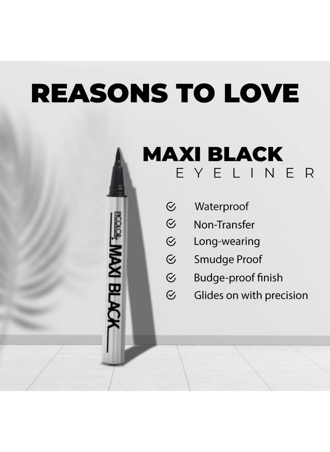 INCOLOR - Ic058 Maxi Long Lasting Smudge Proof Sketch Pen Eyeliner For Women, 2 Gram - Black - Image 1