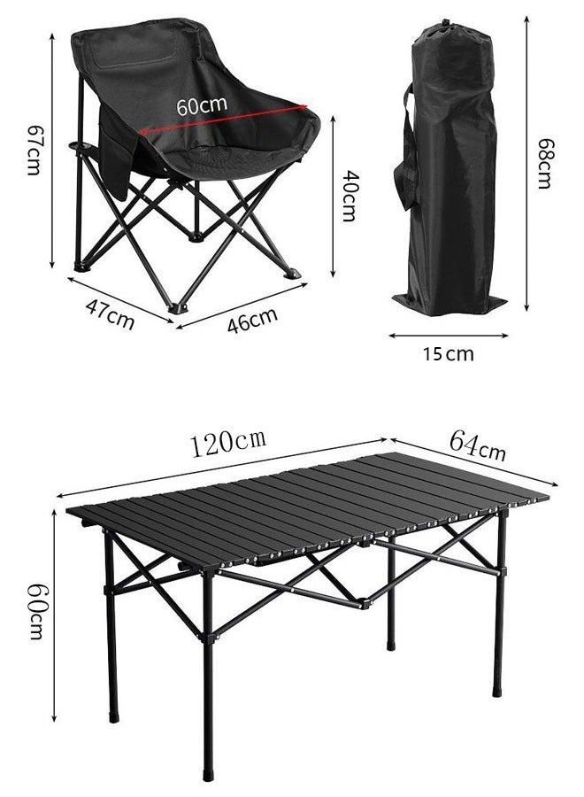 Cyber Outdoor Picnic Camping Portable Folding Table and Chair Set includes 4 chairs and 1 table - Image 2