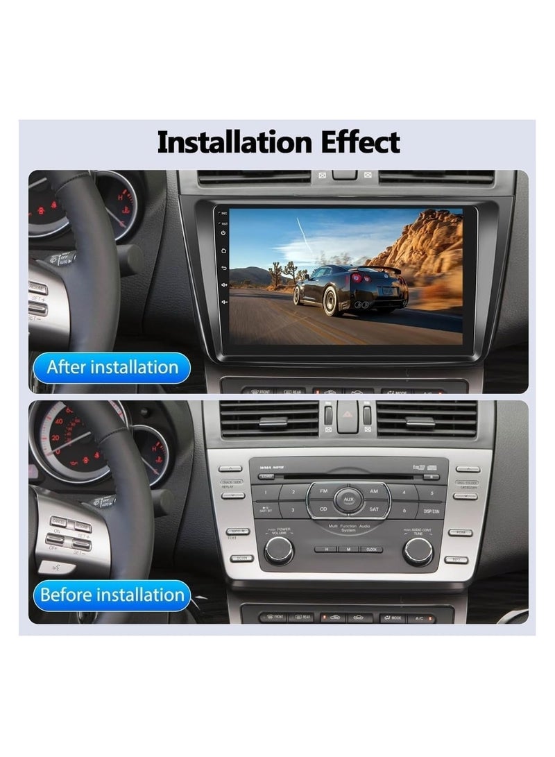 Android Car Stereo for Mazda 6 2007-2012 6GB RAM 128GB ROM 9 Inch Support SIM Card, Apple Carplay, MirrorLink WiFi BT, 2.5D IPS Touch Screen with AHD Camera Included