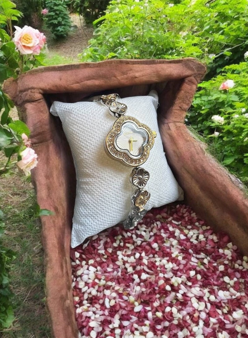 Montera Women's Watch - White Embellished Dial with Metal Bracelet - Image 3