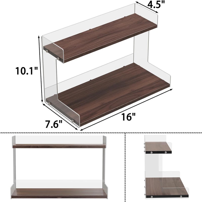 RICHTOER Mug Holder Countertop Coffee Station Organizer, 2 Tier Acrylic Shelf for Coffee Bar Accessories, Multi-Functional Counter Standing Shelf Tea Bags Sugar Condiment Storage Caddy for Kitchen Home Office - Image 3
