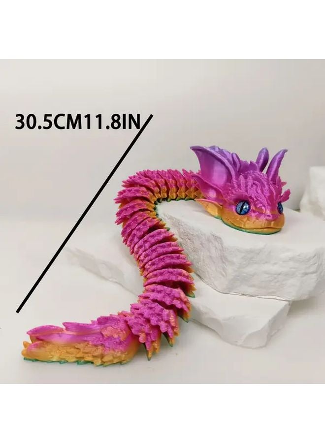 Assorted Color 3D Printed Articulated Mythical Dragon Snake Statue Ornament - Image 3