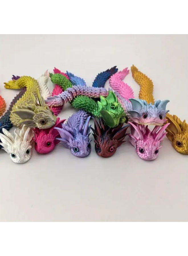 Assorted Color 3D Printed Articulated Mythical Dragon Snake Statue Ornament - Image 2