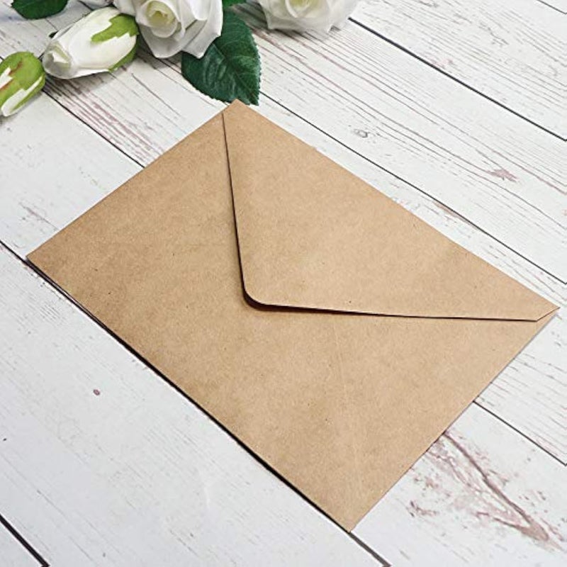 Lucky Star 25 PCS Brown Kraft Paper Envelopes for 5x7 Cards A7 Envelopes,5.35 x 7.7 inches,Perfect for 5x7 Weddings,Invitation Cards,Birthday Greeting Invite - Image 2