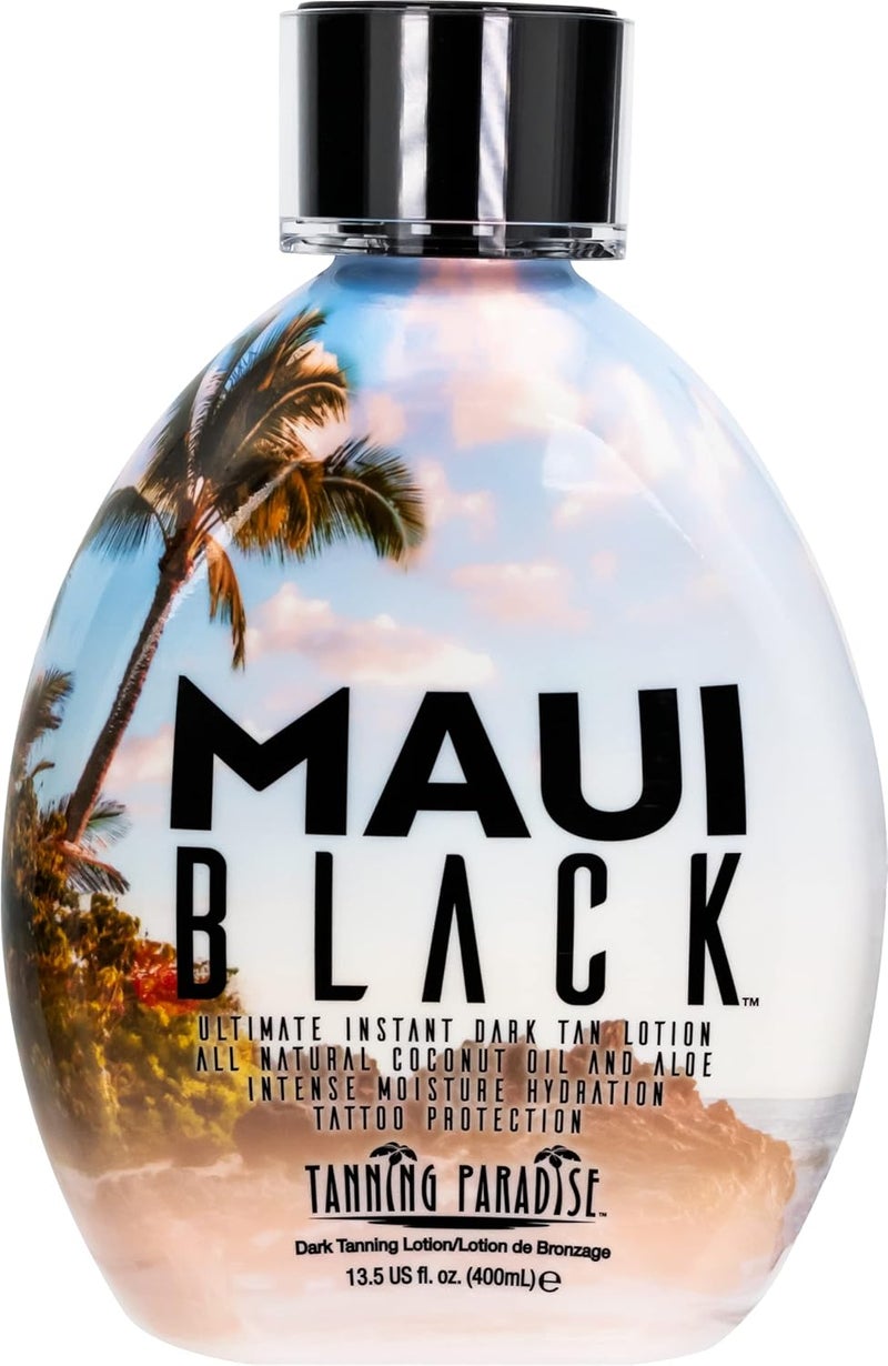 TANNING PARADISE Tanning Paradise Maui Black Lotion  Instant Dark Self Tanner Natural SelfTanning with Coconut Oil and Aloe Hydration Boost Tattoo Protection 135oz