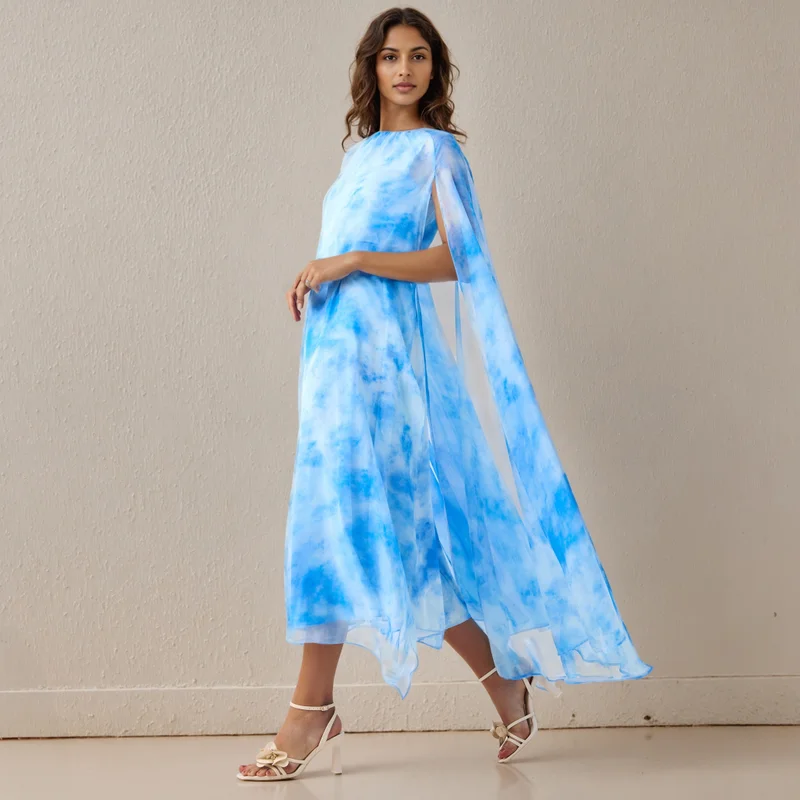 Iconic Printed Cape Maxi Dress