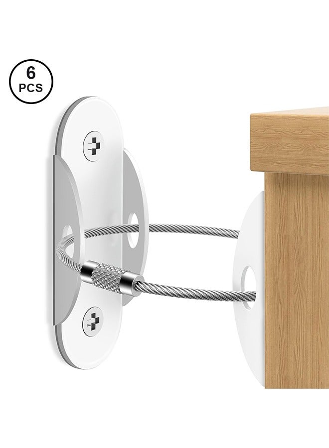 6Pcs Anti Tip Furniture Anchors, Furniture Anchors for Baby Proofing, Earthquake Straps for Furniture Dresser Wall Safety Anchor Furniture Safety Straps Wall Straps, White - Image 1