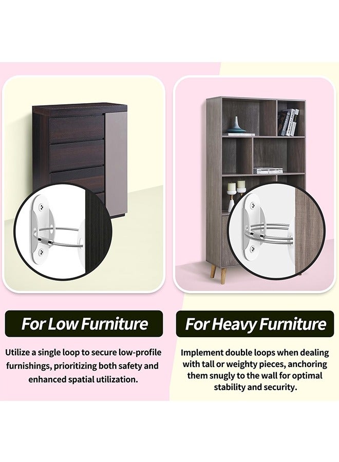 6Pcs Anti Tip Furniture Anchors, Furniture Anchors for Baby Proofing, Earthquake Straps for Furniture Dresser Wall Safety Anchor Furniture Safety Straps Wall Straps, White - Image 4