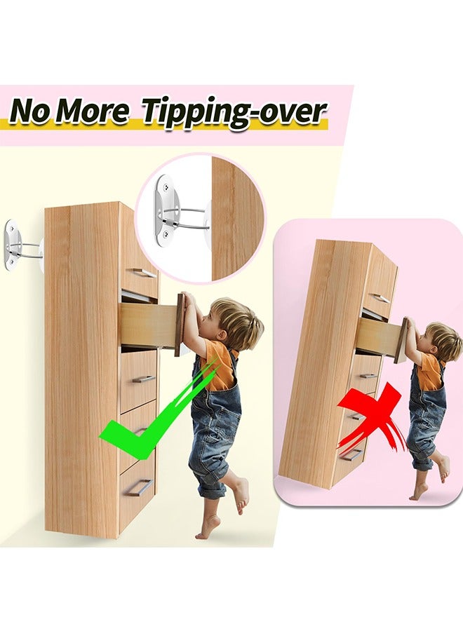 6Pcs Anti Tip Furniture Anchors, Furniture Anchors for Baby Proofing, Earthquake Straps for Furniture Dresser Wall Safety Anchor Furniture Safety Straps Wall Straps, White - Image 2