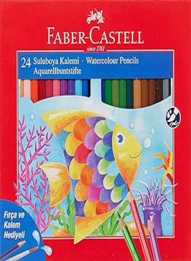 Faber-Castell Aquarel Coloured Pencils, Cardboard Box, 24 Colours
