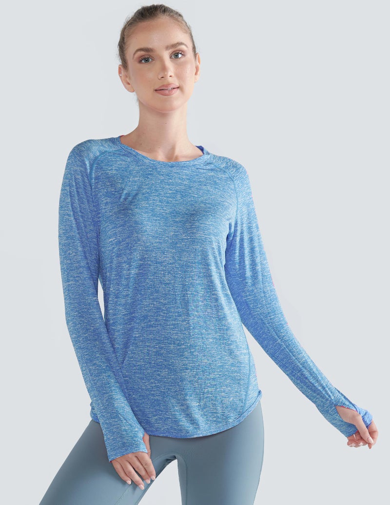 Liberty Pro 4-Pack: Womens Long Sleeve Athletic Tops with Thumb Holes â€“ Dry Fit Active Crewneck Workout Tees (Set 5, X-Small) - Image 5