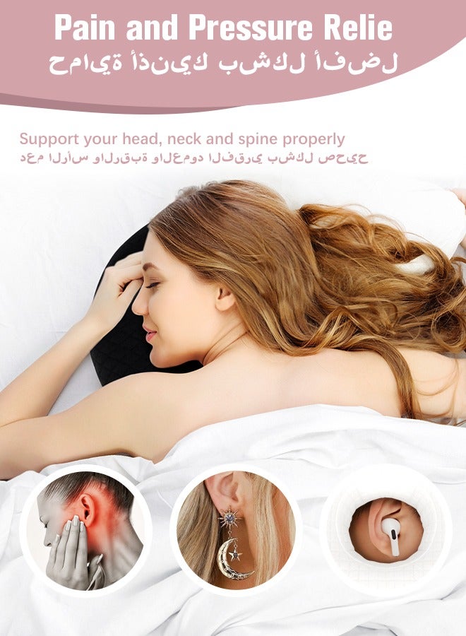 Ear Piercing Pillows for Side Sleeper with Ear Hole CNH Piercing Pillows Support Head Ear Pain Relief Ear Pressure Sore Side Sleeping Ear Guard, Black  - Image 3