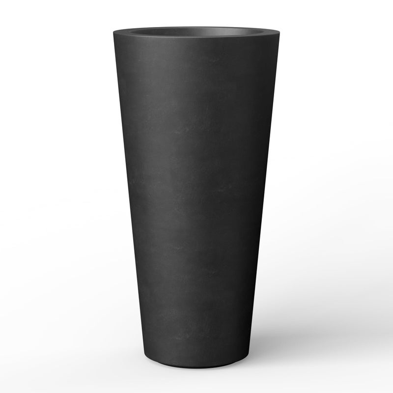 Kante Tall Concrete Planter, 15.8 Inch Tall, Black