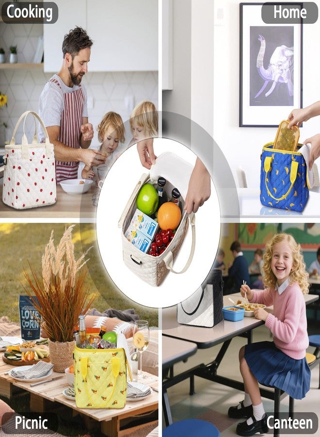 TuErCao Cute Stylish Strawberry-Print Insulated Lunch Bag for Women Kids, Compact Reusable Tote LunchBox for School, Office, Picnic, Grocery Shopping, Lightweight Small Lunch Bag with Adjustable Strap - Image 5
