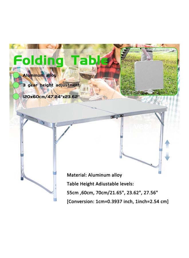Rectangle 120cm Centre Folding Camping Table with Adjustable Height Lightweight Foldable Aluminium Portable Trestle Indoor Outdoor Picnic Barbecue Party Kitchen Home Dining Camping Garden BBQ Tables - Image 2
