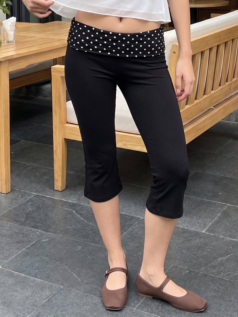 Women’s Capri Pants Dot Print Slim Fit Cropped Trousers for Daily Wear - Image 2