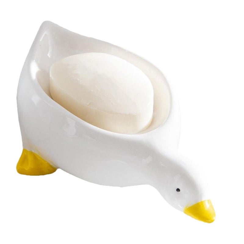 Cute duck-shaped soap dish for bathroom sink, draining and storing soap. - Image 1