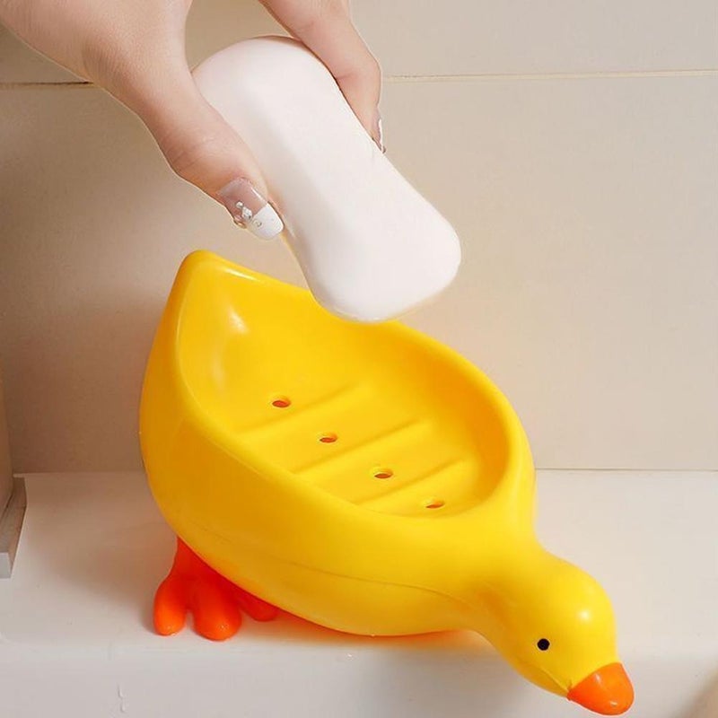Cute duck-shaped soap dish for bathroom sink, draining and storing soap. - Image 2