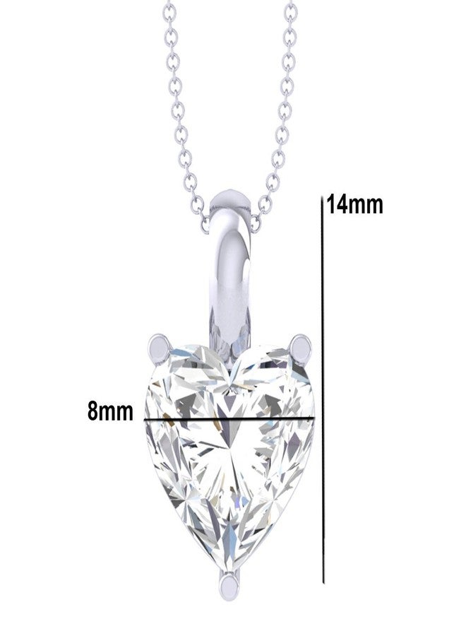 Clara 92.5 Sterling Silver White Gold Plated Heart Solitaire Pendant Chain Necklace | Gift for Women & Girls - Image 5
