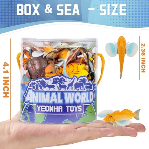 Yeonhatoys Sea Animals Toys with Gift Box, 48 Piece Mini Vinyl Plastic Ocean Animal Figure, Sea Creatures Themed Sensory Bins, School Project, Birthday Cupcake Topper Party Supplies, Preschool Toys for Kids - Image 2
