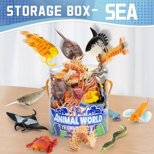 Yeonhatoys Sea Animals Toys with Gift Box, 48 Piece Mini Vinyl Plastic Ocean Animal Figure, Sea Creatures Themed Sensory Bins, School Project, Birthday Cupcake Topper Party Supplies, Preschool Toys for Kids - Image 5